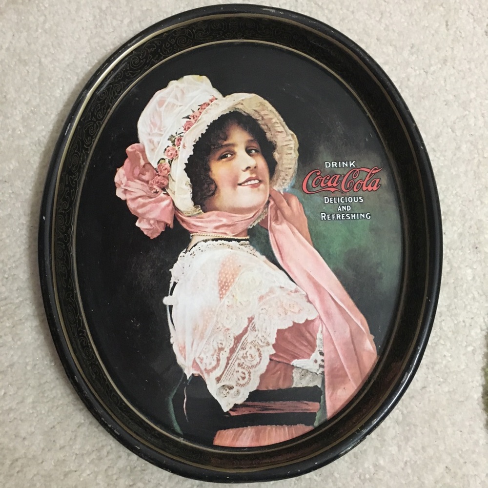 Vintage Drink Coca Cola Delicious and Refreshing oval tray